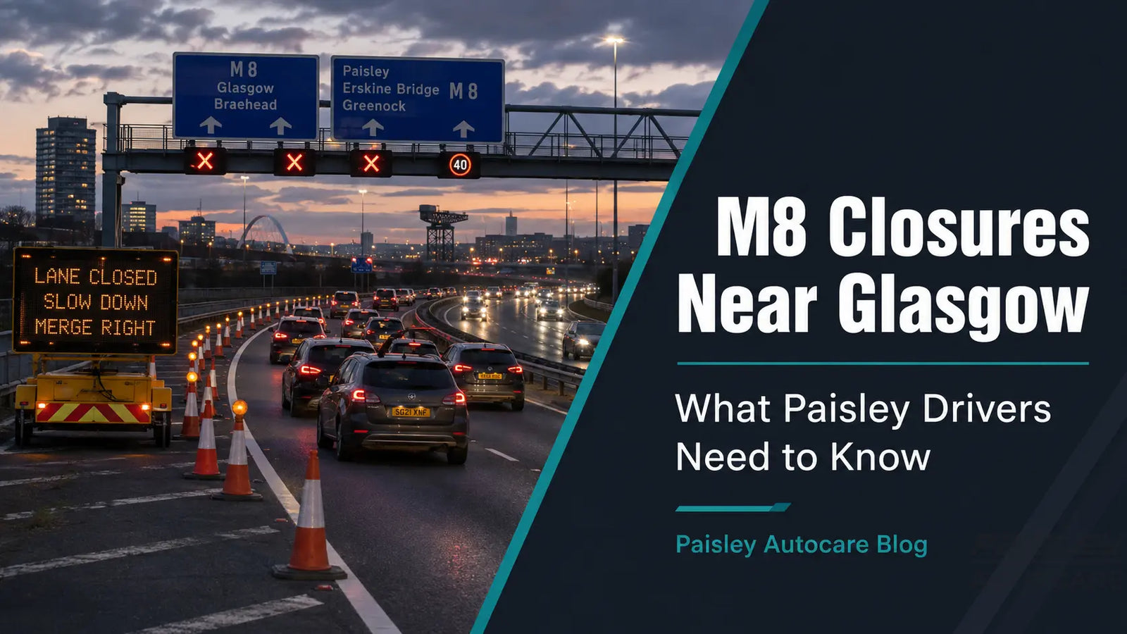 M8 roadworks near Glasgow affecting drivers from Paisley