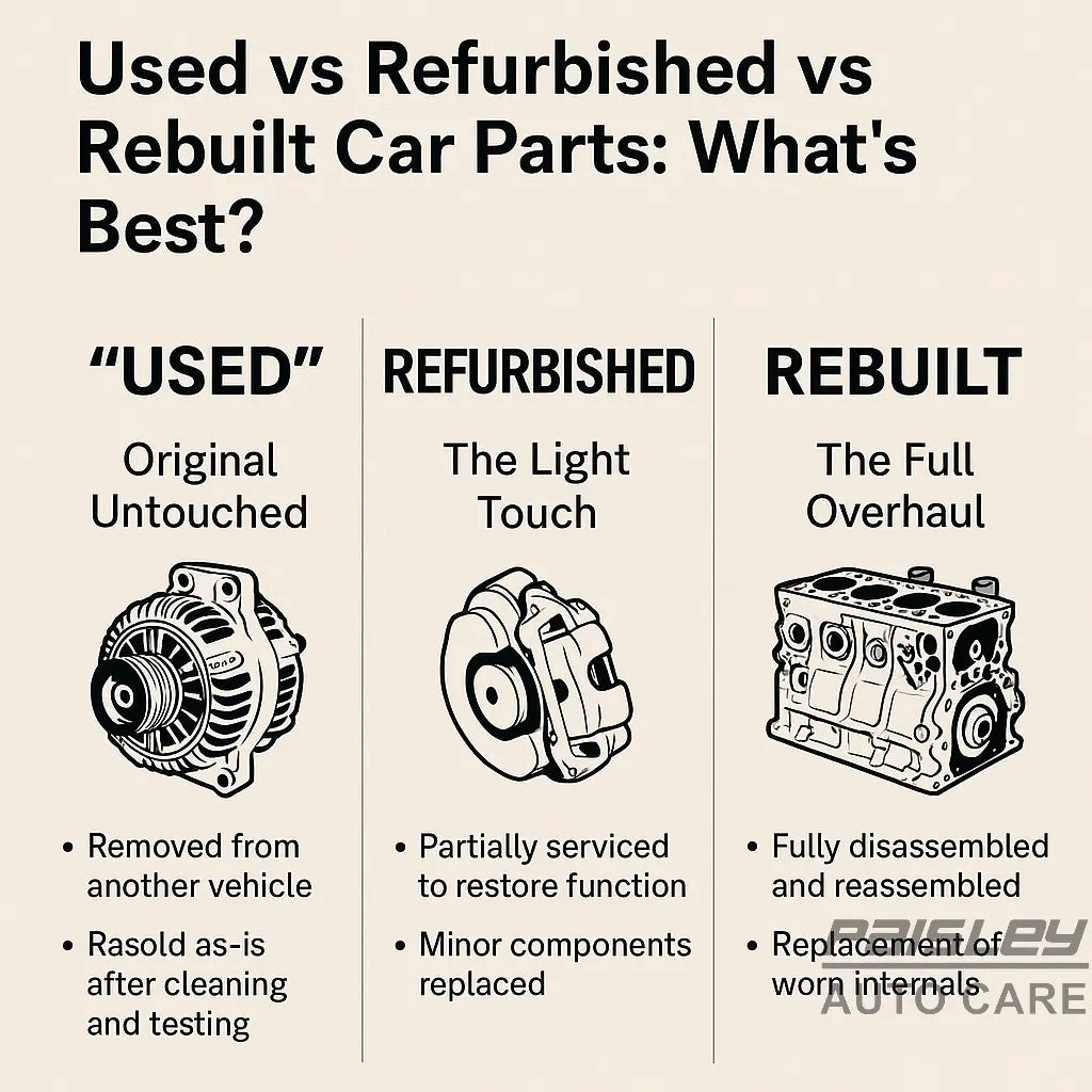 Used-vs-Refurbished-vs-Rebuilt-Car-Parts-What-s-Best Paisley Autocare