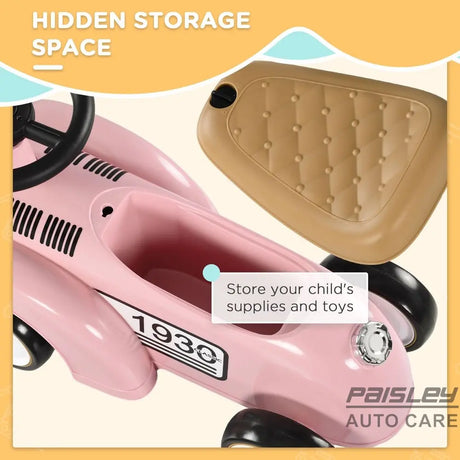 AIYAPLAY Pink Toddler Slider Car with Steering Wheel - Ages 1-3 - Under-seat Storage - Safe & Fun AIYAPLAY